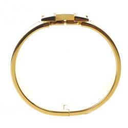 Hermes Clic-Clac H Soleil Yellow Enameld Gold Plated Bracelet
