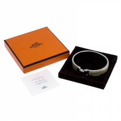 Pre Owned Hermes Clic Clac H Yellow Enamel Palladium Plated Narrow Bracelet PM