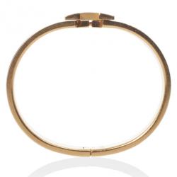 Pre Owned Hermes Clic H Black Enameled Gold Plated Bracelet