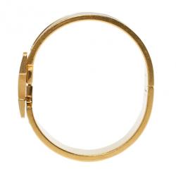 Pre Owned Hermes Clic Clac H Wide Gold-Plated Blue Enamel Bracelet PM