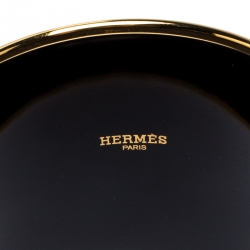 Pre Owned Hermes Multicolor Printed Enamel Gold Plated Extra Wide Bangle Bracelet