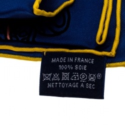 Pre Owned Hermes Navy Blue Cache Cache Fleuri Printed Silk Scarf