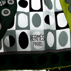 Pre Owned Hermes Green Les Ailes de la Soie Printed Silk Twill Square Scarf