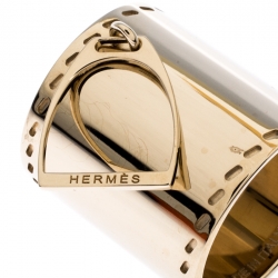 Pre Owned Hermes Etrier Gold Tone Scarf Ring