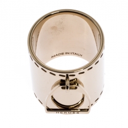 Pre Owned Hermes Etrier Gold Tone Scarf Ring