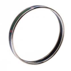 Pre Owned Hermes Multicolor Printed Enamel Palladium Plated Narrow Bangle Bracelet