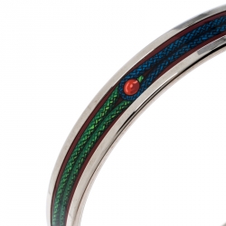 Pre Owned Hermes Multicolor Printed Enamel Palladium Plated Narrow Bangle Bracelet