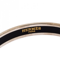 Pre Owned Hermes Multicolor Printed Enamel Palladium Plated Narrow Bangle Bracelet