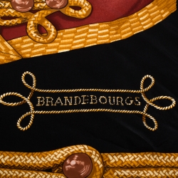 Pre Owned Hermès Black and Gold Brandebourgs Silk Twill Scarf