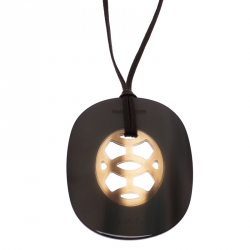Pre Owned Hermes Lift Horn Lacquered Wood Long Cord Pendant Necklace