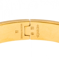 Pre Owned Hermès Clic H Rouge Red Enamel Gold Plated Narrow Bracelet PM