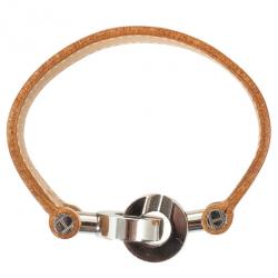 مملوكة مسبقًا Hermes Brown Leather Interlocking Bracelet 18 CM