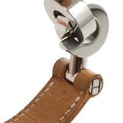 مملوكة مسبقًا Hermes Brown Leather Interlocking Bracelet 18 CM