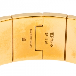Pre Owned Hermès Gold Plated Savana Dance Enamel Hinged Bangle Bracelet