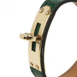 Pre Owned Hermes Kelly Green Lizard Bracelet