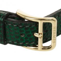Pre Owned Hermes Kelly Green Lizard Bracelet