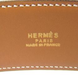 Pre Owned Hermes Brown Leather Collier de Chien Medor Belt 80