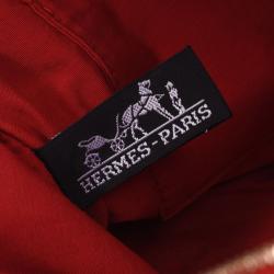 Pre Owned Hermes Red Canvas Trousse De Voyage Bolide Pouch
