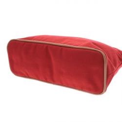 Pre Owned Hermes Red Canvas Trousse De Voyage Bolide Pouch