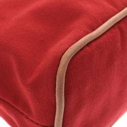 Pre Owned Hermes Red Canvas Trousse De Voyage Bolide Pouch