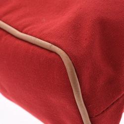 Pre Owned Hermes Red Canvas Trousse De Voyage Bolide Pouch