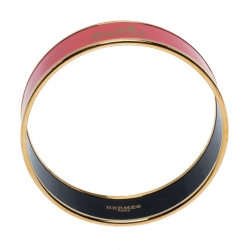 Pre Owned Hermès Rouge Casaque Enamel Calèche Wide Bangle Bracelet