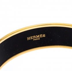 Pre Owned Hermès Rouge Casaque Enamel Calèche Wide Bangle Bracelet