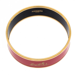 Pre Owned Hermès Rouge Casaque Enamel Calèche Wide Bangle Bracelet