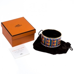 Pre Owned Hermès Multicolor Enamel Rayures Mosaïque Wide Bangle Bracelet