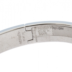 Pre Owned Hermès Clic H Noir Enamel Palladium Plated Narrow Bracelet GM