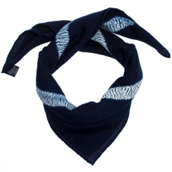 Pre Owned Hermès Indigo Cashmere Silk Ex Libris Scarf