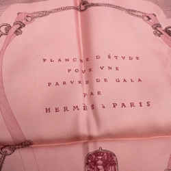 Pre Owned Hermes Rose Etude Pour Une Parure De Gala Print Silk Scarf