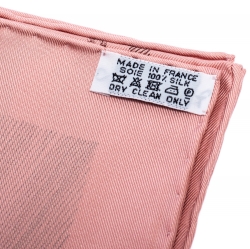 Pre Owned Hermes Rose Etude Pour Une Parure De Gala Print Silk Scarf