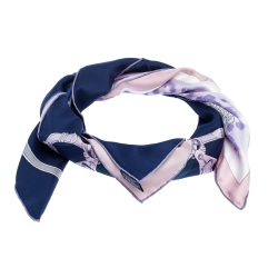 Pre Owned Hermes Blue Plumets Du Roy Print Silk Scarf