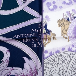 Pre Owned Hermes Blue Plumets Du Roy Print Silk Scarf