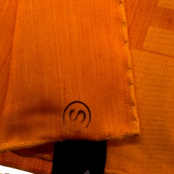 Pre Owned Hermes Orange Grand H Faconnee Jacquard Silk Blend Scarf 