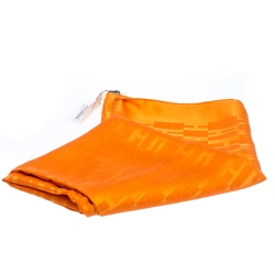 Pre Owned Hermes Orange Grand H Faconnee Jacquard Silk Blend Scarf 