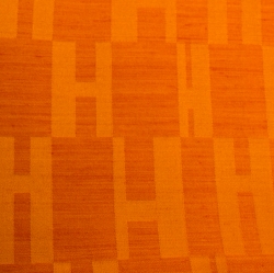 Pre Owned Hermes Orange Grand H Faconnee Jacquard Silk Blend Scarf 