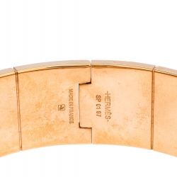 Pre Owned Hermes Blue Enamel Gold Plated Hinged Cuff Bracelet