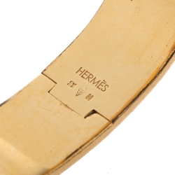 Pre Owned Hermès Clic Clac H Iris Purple Gold Plated Wide Bracelet GM
