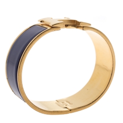 Pre Owned Hermès Clic Clac H Iris Purple Gold Plated Wide Bracelet GM