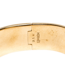 Pre Owned Hermès Clic Clac H Rouge Amarante Gold Plated Wide Bracelet PM