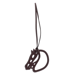 Pre Owned Hermes Burgundy Leather Paddock Cheval Horse Bag Charm