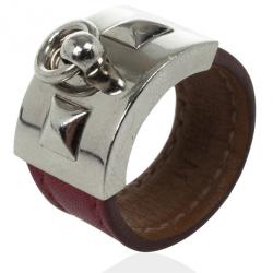 Pre Owned Hermes Collier de Chien Leather Ring Size 57