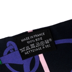 Pre Owned Hermes Black Panoplie Equestre Print Silk Twilly Scarf