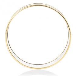 Pre Owned Hermes Balcons du Guadalquivir White Enamel Gold Plated Wide Bangle