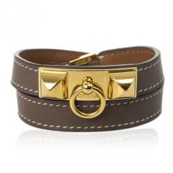 Pre Owned Hermes Rivale Double Tour Leather Bracelet