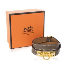 Pre Owned Hermes Rivale Double Tour Leather Bracelet
