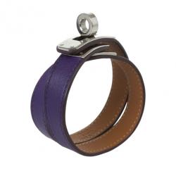 Pre Owned Hermes Kelly Double Tour Purple Leather Bracelet