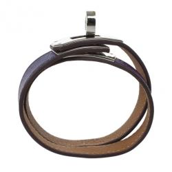 Pre Owned Hermes Kelly Double Tour Purple Leather Bracelet